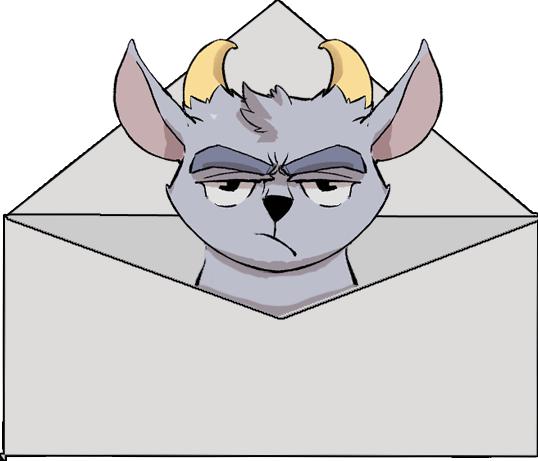 A Dahu peeking out of an envelope